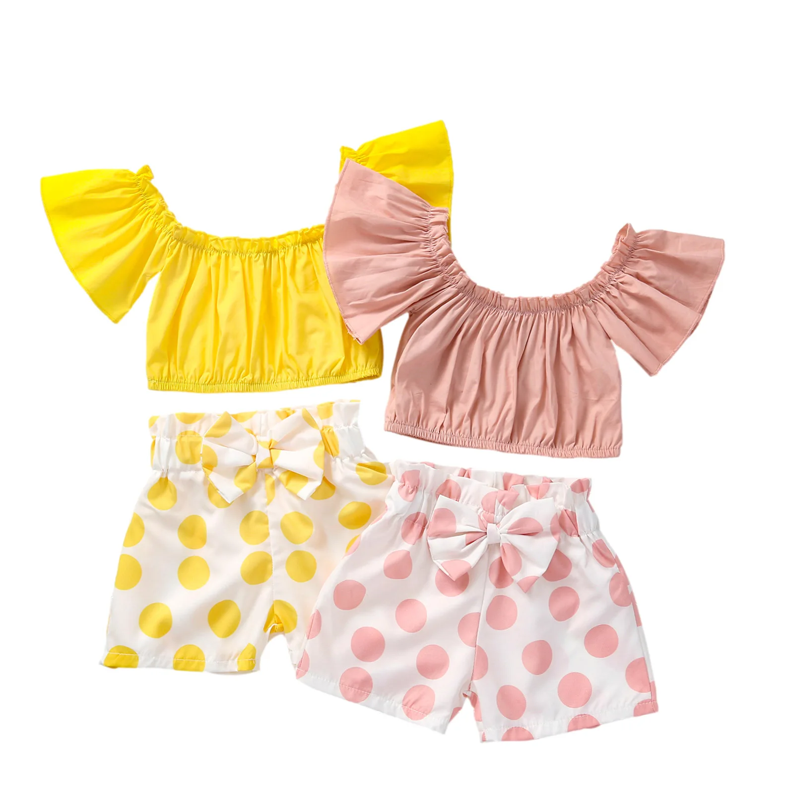 OPPERIAYA Baby Girls Two-piece Clothes Casual Set Solid Color Boat Neck Short Sleeve Tops and Printed Pattern Shorts Yellow Pink
OPPERIAYA Baby Girls Two-piece Clothes Casual Set Solid Color Boat Neck Short Sleeve Tops and Printed Pattern Shorts Yellow Pink