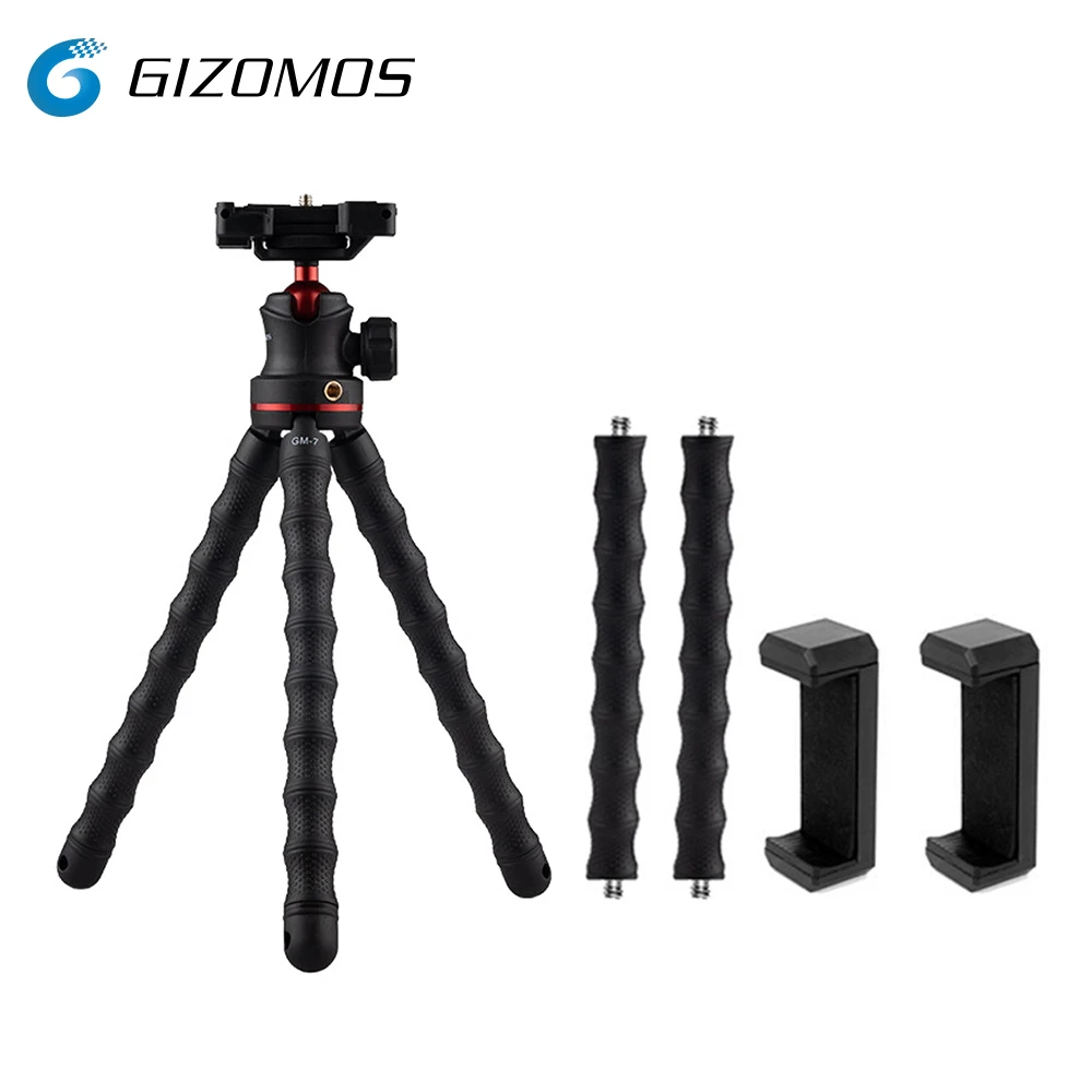 Гибкий штатив-Осьминог GIZOMOS, портативный держатель для смартфона, SLR, DSLR, ILDC камеры, спортивной камеры
Гибкий штатив-Осьминог GIZOMOS, портативный держатель для смартфона, SLR, DSLR, ILDC камеры, спортивной камеры
