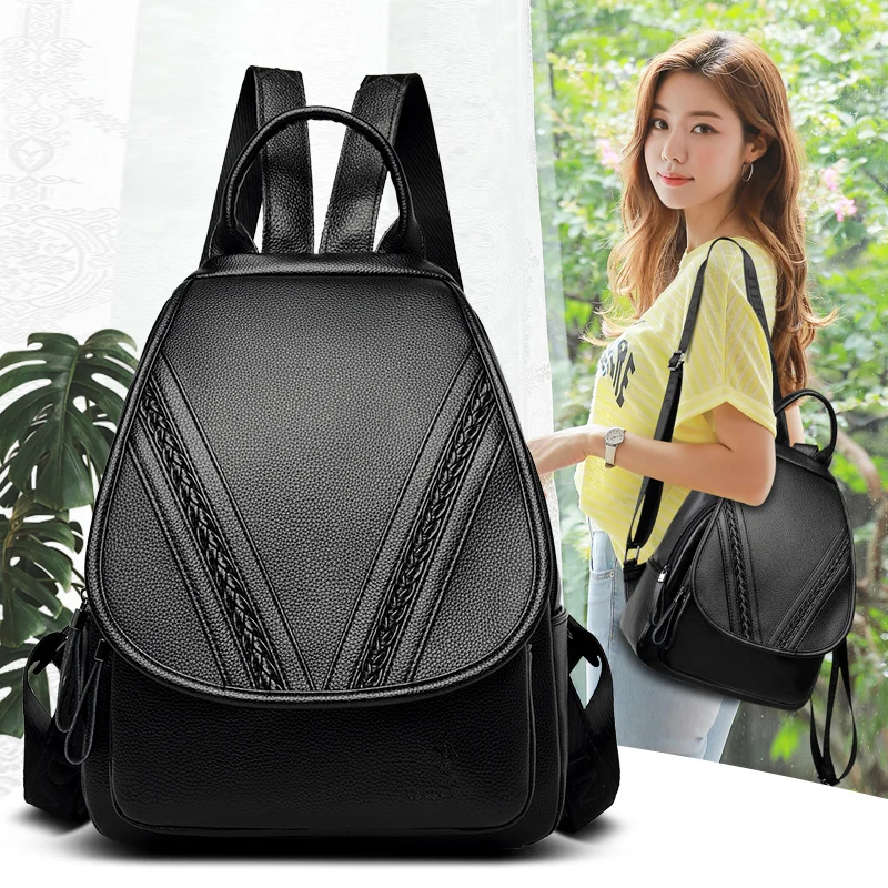2021 Vintage Women Backpack Travel Back Pack Good Quality Soft Leather School Backpacks for Teenage Girl Black All-Match Backbag
2021 Vintage Women Backpack Travel Back Pack Good Quality Soft Leather School Backpacks for Teenage Girl Black All-Match Backbag
