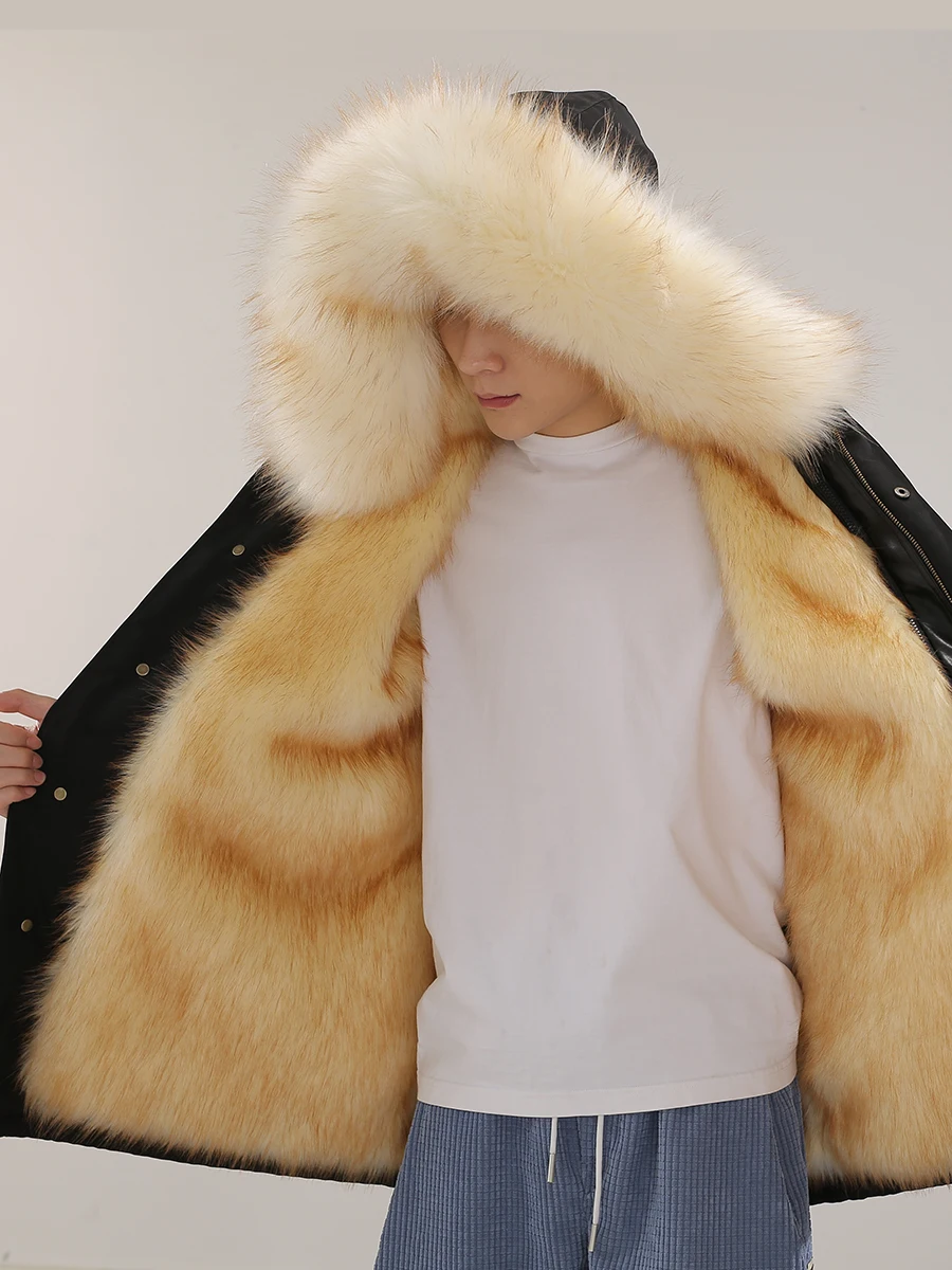Winter Men's Thick Warm Fur Liner Hooded Fur Collar Parka Coat Loose Outwear Male Clothes M190
Winter Men's Thick Warm Fur Liner Hooded Fur Collar Parka Coat Loose Outwear Male Clothes M190