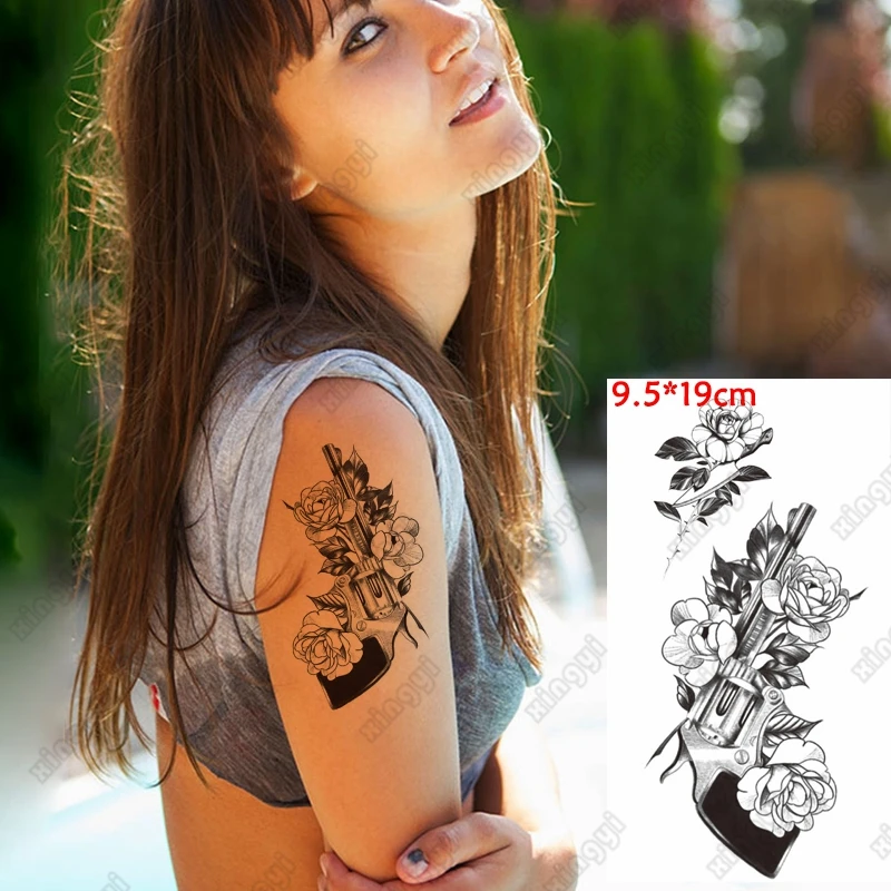 Waterproof Temporary Tattoo Sticker Sketch Flowers Gun Moon Flash Tattoos Women Rose Butterfly Body Art Arm Fake Tatoo Men Lady
Waterproof Temporary Tattoo Sticker Sketch Flowers Gun Moon Flash Tattoos Women Rose Butterfly Body Art Arm Fake Tatoo Men Lady