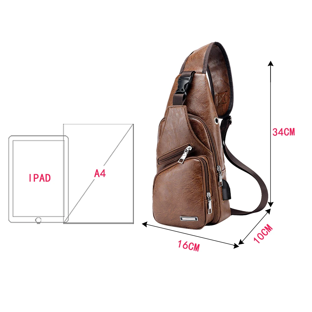 2020 Male USB Charging Bags Men's Chest Bag PU PVC Shoulder Bag Fashion Diagonal Package Messenger Travel Bag Crossbody Bags
2020 Male USB Charging Bags Men's Chest Bag PU PVC Shoulder Bag Fashion Diagonal Package Messenger Travel Bag Crossbody Bags