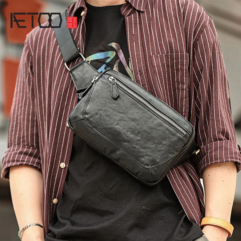 AETOO Vegetable tanned leather men's chest bag, simple commuter cowhide messenger bag, men's leather casual shoulder bag
AETOO Vegetable tanned leather men's chest bag, simple commuter cowhide messenger bag, men's leather casual shoulder bag