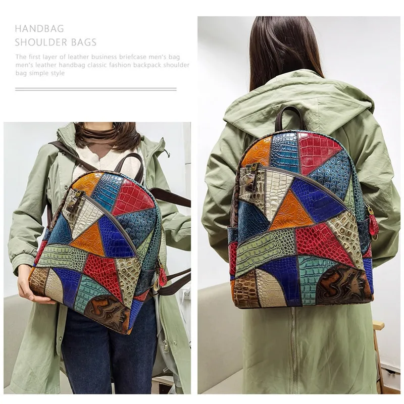 New Women Travel Backpack Patchwork Ladies cow Leather Backpacks Female Backpacks For Teenage Girls Preppy Top Quality Backpack
New Women Travel Backpack Patchwork Ladies cow Leather Backpacks Female Backpacks For Teenage Girls Preppy Top Quality Backpack