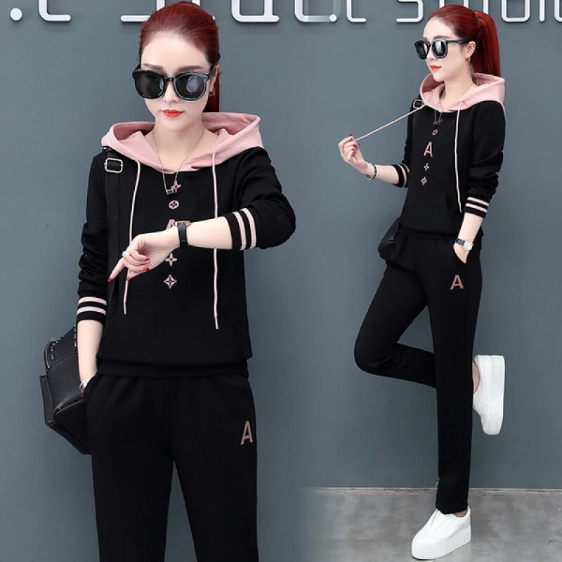 Fashion A Letter Long Sleeve Hooded Sweater Pants Two Piece Set Women Comfortable Large Size Pink Black Red Clothing
Fashion A Letter Long Sleeve Hooded Sweater Pants Two Piece Set Women Comfortable Large Size Pink Black Red Clothing