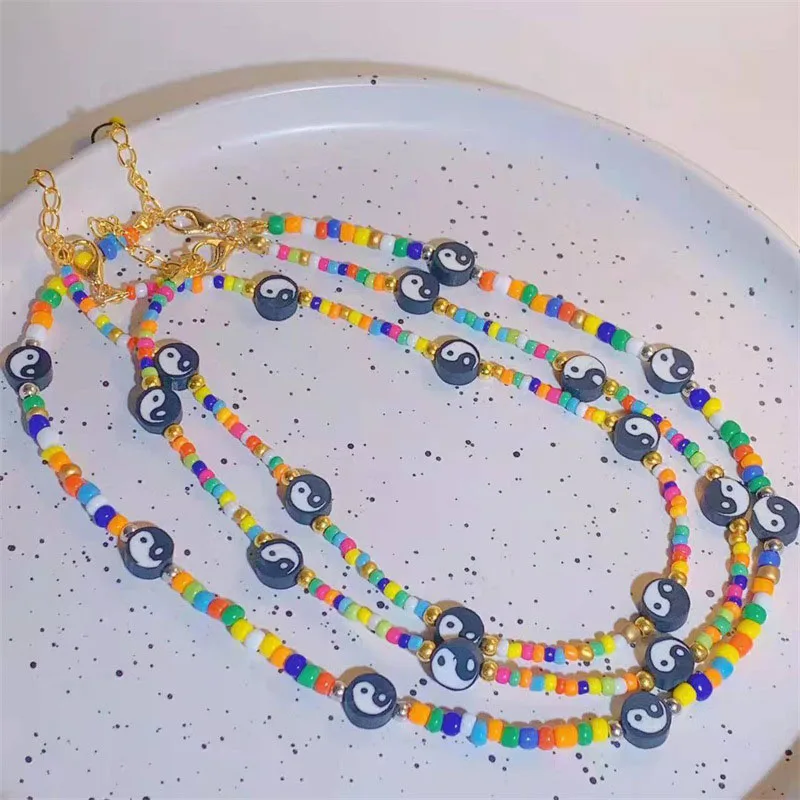 NEW Fashion Bohemian Resin Acrylic Black White Yin Yang Gossip Colorful Beaded Metal Choker Necklace For Women Party Jewelry INS
NEW Fashion Bohemian Resin Acrylic Black White Yin Yang Gossip Colorful Beaded Metal Choker Necklace For Women Party Jewelry INS