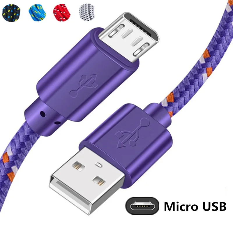 

Olnylo 0.5/1m/2m/3m Braided Micro USB Cable Data Sync USB Charger Cable For Samsung S7 HTC LG Huawei Xiaomi Android Phone Cables