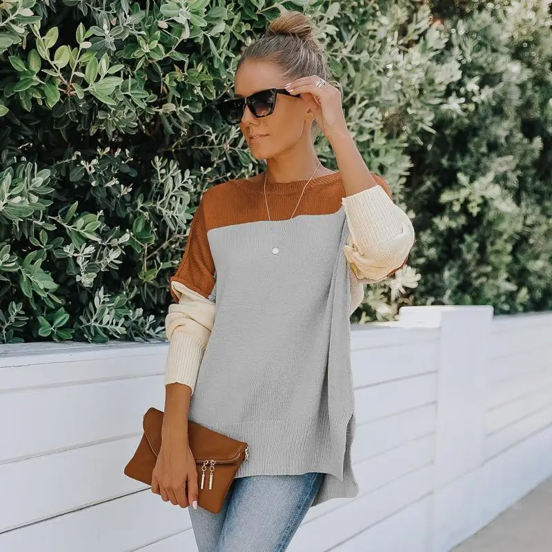 LUOYIYANG Strapless Contrast Color Loose Casual Sweater Women Fashion Knitted Sweater Autumn and Winter Women's Clothing
LUOYIYANG Strapless Contrast Color Loose Casual Sweater Women Fashion Knitted Sweater Autumn and Winter Women's Clothing