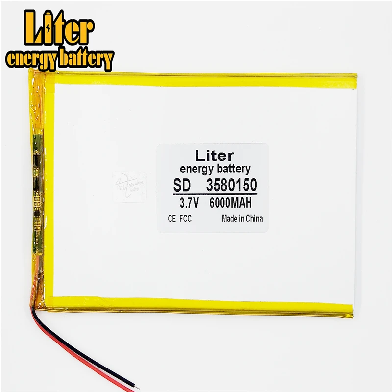 3.7V 1PCS large capacity polymer lithium battery 3580150 3378148 6000mAh handheld computer charging treasure general Tablet PC 
3.7V 1PCS large capacity polymer lithium battery 3580150 3378148 6000mAh handheld computer charging treasure general Tablet PC
