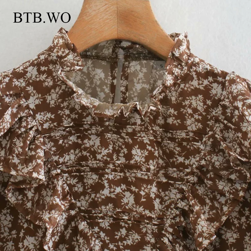 BTB.WO Za Blouse Women Bow Tie Collar Chic Ruffle Blouses Retro Floral Print Blusas Mujer De Moda Short Shirt Top Women
BTB.WO Za Blouse Women Bow Tie Collar Chic Ruffle Blouses Retro Floral Print Blusas Mujer De Moda Short Shirt Top Women