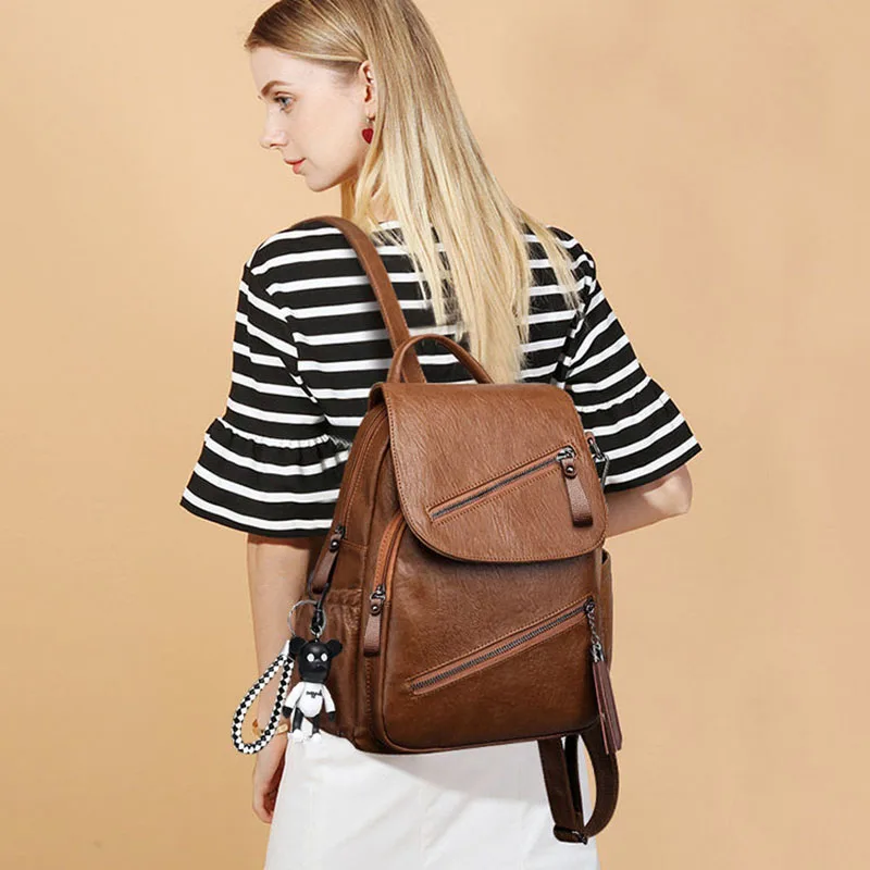Vintage Tassel Pu Leather Multi-zip Clamshell Women Backpacks High Quality Soft School Bags High Capacity Designer Travel Bags
Vintage Tassel Pu Leather Multi-zip Clamshell Women Backpacks High Quality Soft School Bags High Capacity Designer Travel Bags