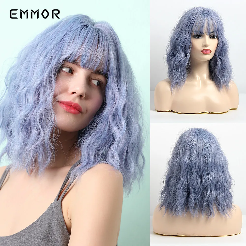 EMMOR 14 Inch Synthetic Short Omber Blue Water Wave Hair Wig with Neat Bangs for Women Heat Resistant Bob Cosplay Party Wigs
EMMOR 14 Inch Synthetic Short Omber Blue Water Wave Hair Wig with Neat Bangs for Women Heat Resistant Bob Cosplay Party Wigs