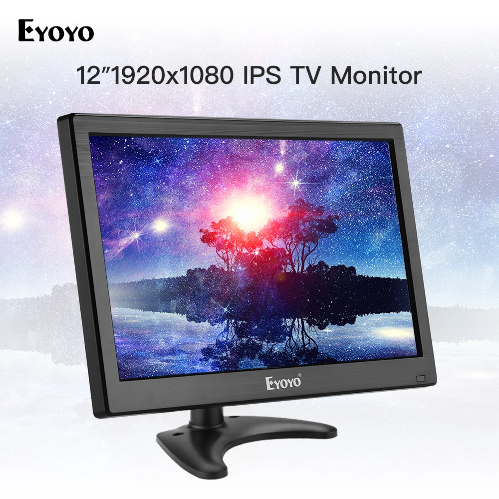 Eyoyo 12 "EM12F компьютерный ТВ монитор FHD 1920x1080 IPS ЖК-экран HDMI VGA AV USB для проектора ПК DVR