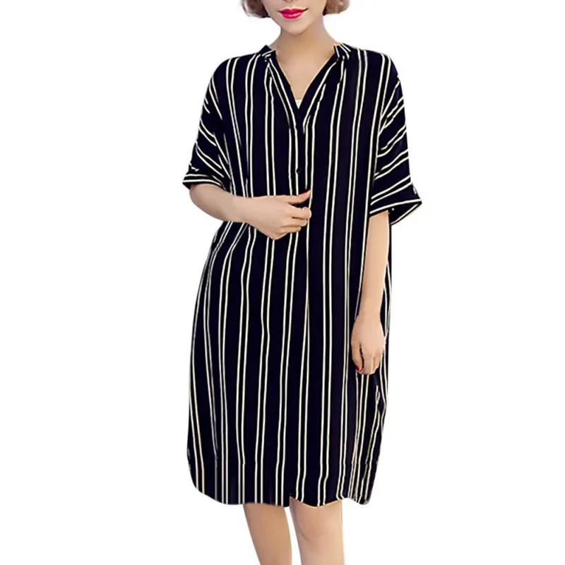 New Fashion Summer Korean Style Striped Shirt Dress Sexy Women Strip Printed Casual Dress Loose Comfortable Plus Size 5XL
New Fashion Summer Korean Style Striped Shirt Dress Sexy Women Strip Printed Casual Dress Loose Comfortable Plus Size 5XL