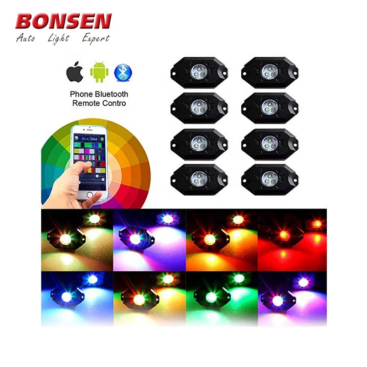New car accessory parts LED Rock Lights under car with Bluetooth Controller APP Music Mode 8 Pods Multicolor LED Light Kit
New car accessory parts LED Rock Lights under car with Bluetooth Controller APP Music Mode 8 Pods Multicolor LED Light Kit
