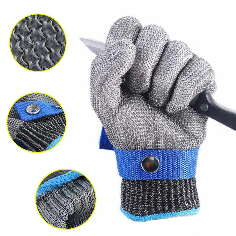 

Anti-cut Gloves Safety Cut Proof Stab Resistant Stainless Steel Wire Metal Mesh Butcher Protect Meat Cut-Resistant Gloves ANSIA5