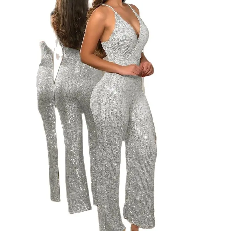 Jumpsuit Women Elegance 2021 New Design Glitter V-Neck Jumpsuit Bodycon Sexy Skinny Streetwear Club Party Wear for Women Romper
Jumpsuit Women Elegance 2021 New Design Glitter V-Neck Jumpsuit Bodycon Sexy Skinny Streetwear Club Party Wear for Women Romper