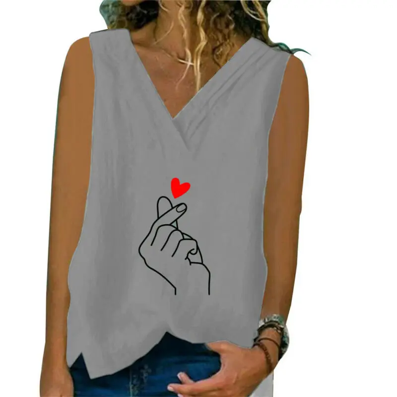 Womens Fashion Sleeveless t Shirt Ladies Top V-Neck Print Vest T-Shirt Summer Casual Tops Female
Womens Fashion Sleeveless t Shirt Ladies Top V-Neck Print Vest T-Shirt Summer Casual Tops Female