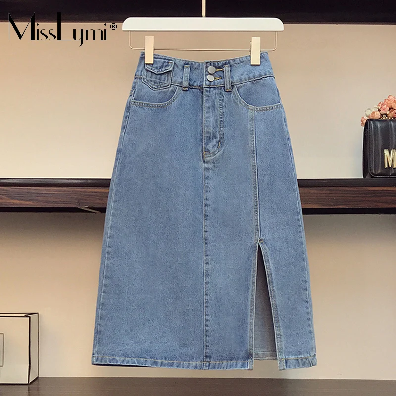 Blue Women Vintage Denim Skirt Summer 2021 Korean Fashion Plus Size Solid Casual Loose Ladies Party High Waist Split Midi Skirts
Blue Women Vintage Denim Skirt Summer 2021 Korean Fashion Plus Size Solid Casual Loose Ladies Party High Waist Split Midi Skirts