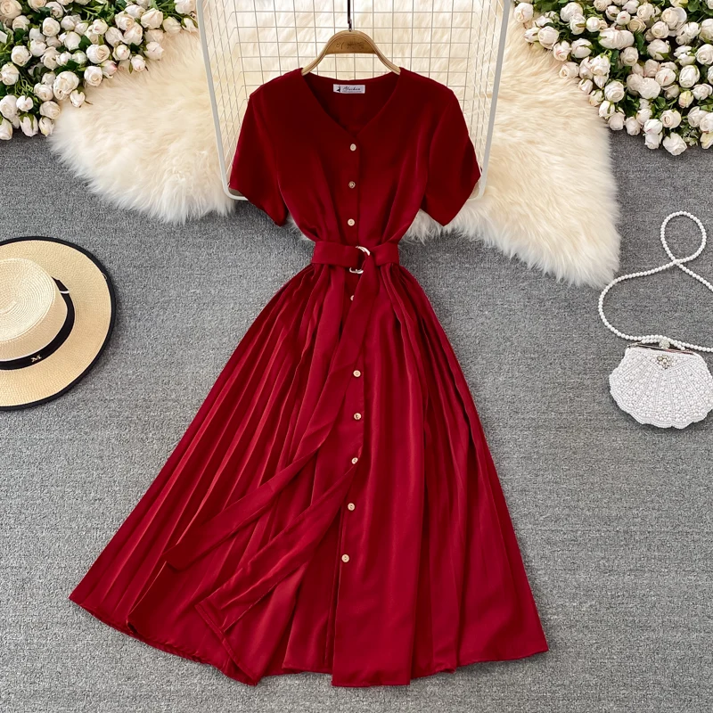 Elegant French Women Dress V-Neck Single Breasted A-line Dress Summer Short Sleeve Fashion Streetwear Dress
Elegant French Women Dress V-Neck Single Breasted A-line Dress Summer Short Sleeve Fashion Streetwear Dress
