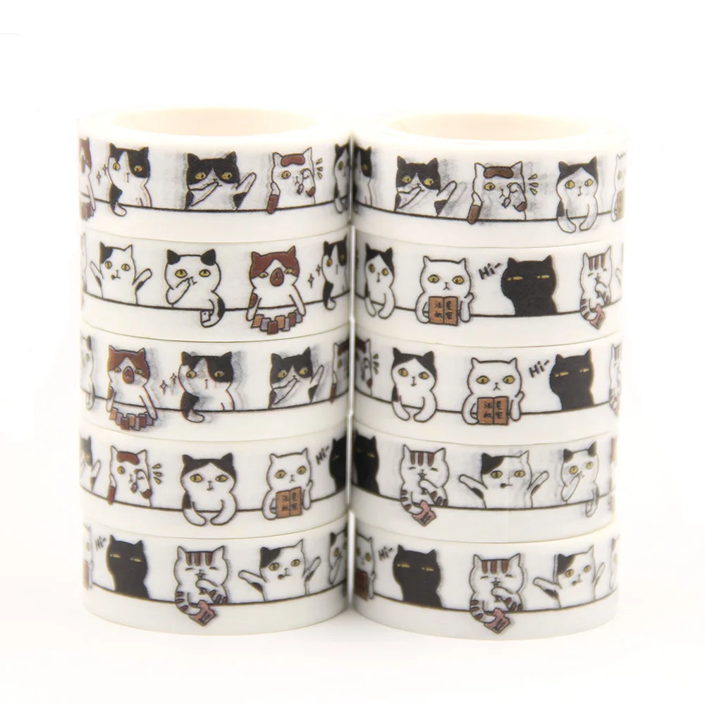 10PCS/lot 15MM*5M Cute Kawaii Adorable Cat Adhesive Paper Washi Tape Masking Tape DIY Scrapbooking Stick Label
10PCS/lot 15MM*5M Cute Kawaii Adorable Cat Adhesive Paper Washi Tape Masking Tape DIY Scrapbooking Stick Label