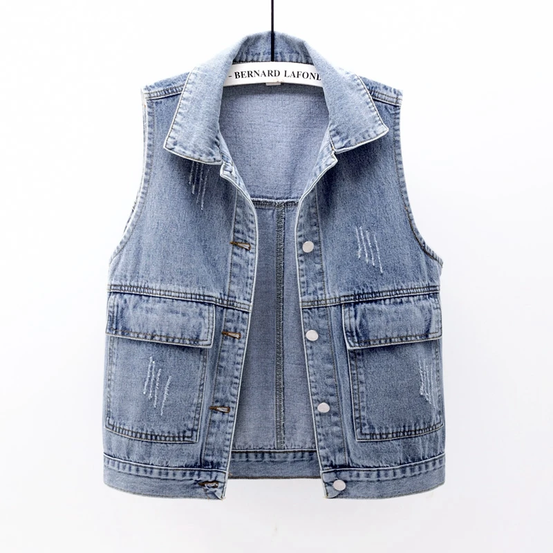 Femmes Sleeveless Vest Women's 2021 New Summer Denim Waistcoat Fashion Casual Short Jeans Jacket Outerwear Female Clothes
Femmes Sleeveless Vest Women's 2021 New Summer Denim Waistcoat Fashion Casual Short Jeans Jacket Outerwear Female Clothes