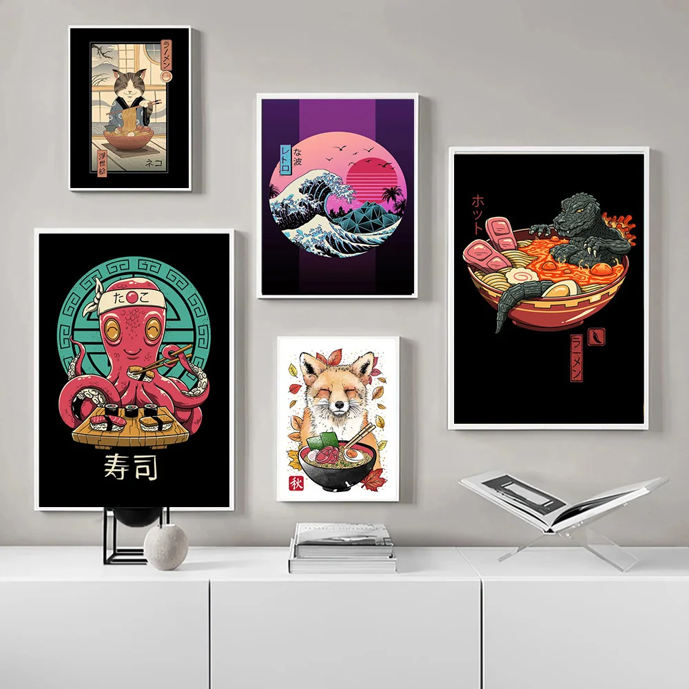 Japanese Ukiyoe Posters and Prints Ramen cat Art Canvas Painting Interesting for Living Room Izakaya Wall Picture Decor No Frame
Japanese Ukiyoe Posters and Prints Ramen cat Art Canvas Painting Interesting for Living Room Izakaya Wall Picture Decor No Frame
