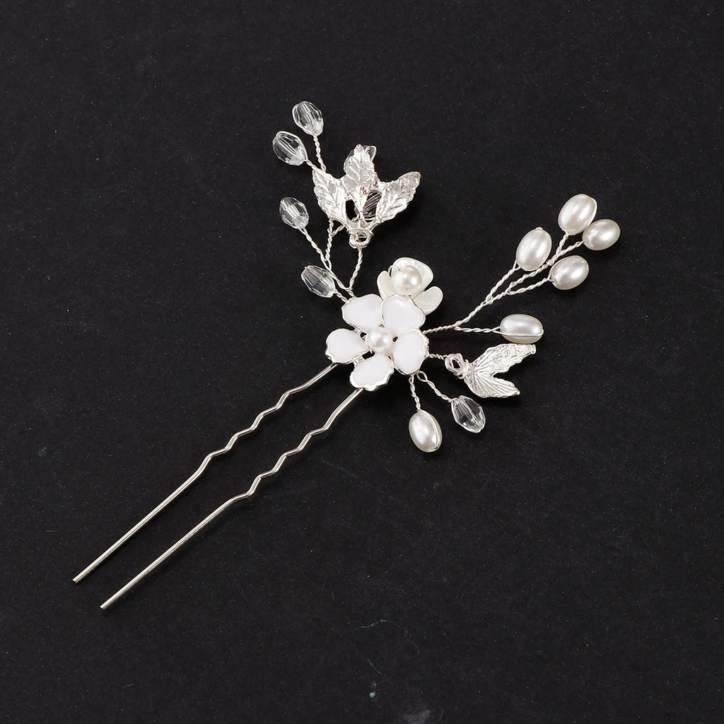 Fashion Crystal Rhinestone Leaf Flower Hairpins Wedding Prom Headdress