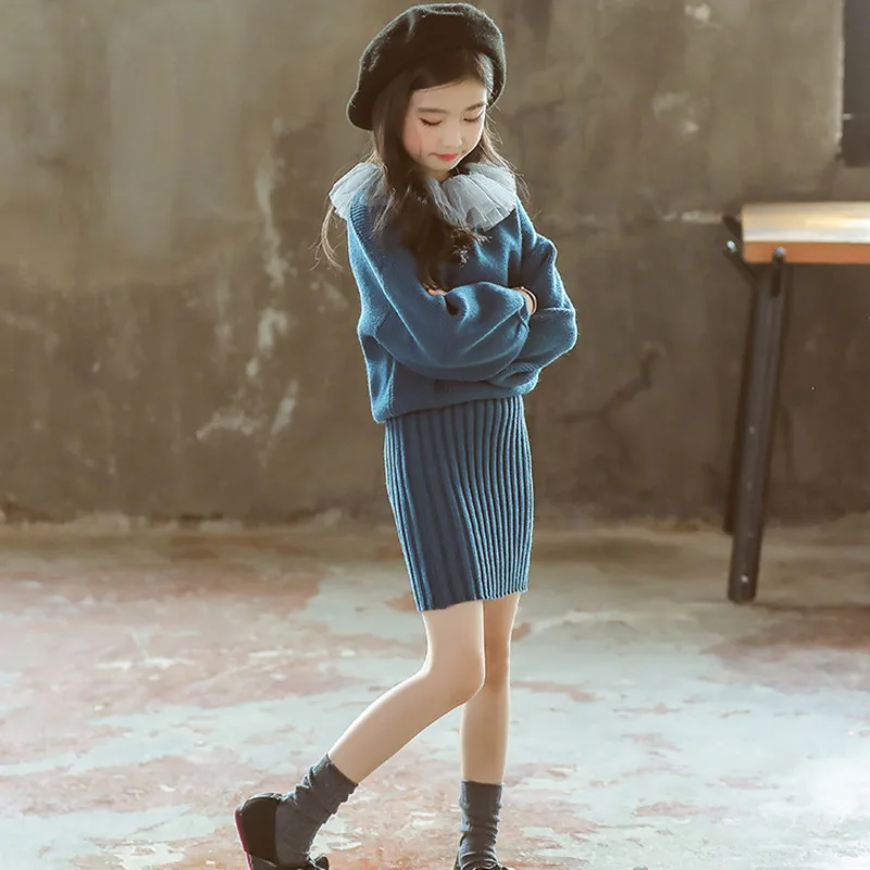 Knitted Teenage Girl Fashion Clothes Set 2 Pieces Suit School Sweater Tops + Sleeveless Dress Knit Kids Sets Baby Girls Clothing
Knitted Teenage Girl Fashion Clothes Set 2 Pieces Suit School Sweater Tops + Sleeveless Dress Knit Kids Sets Baby Girls Clothing