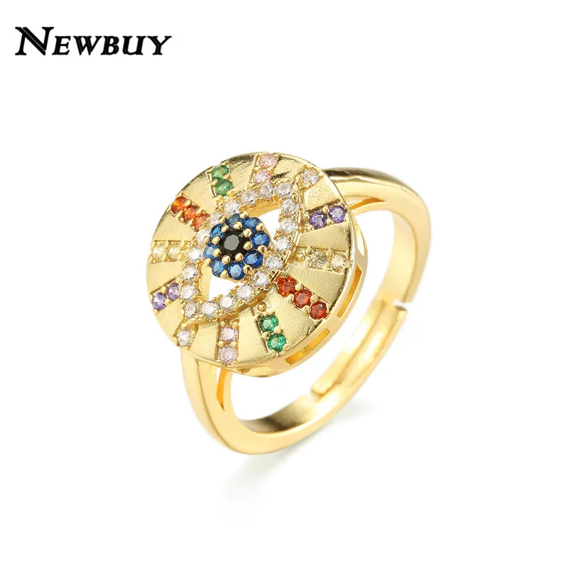 NEWBUY модное женское обручальное кольцо золотого цвета красочное с фианитом от