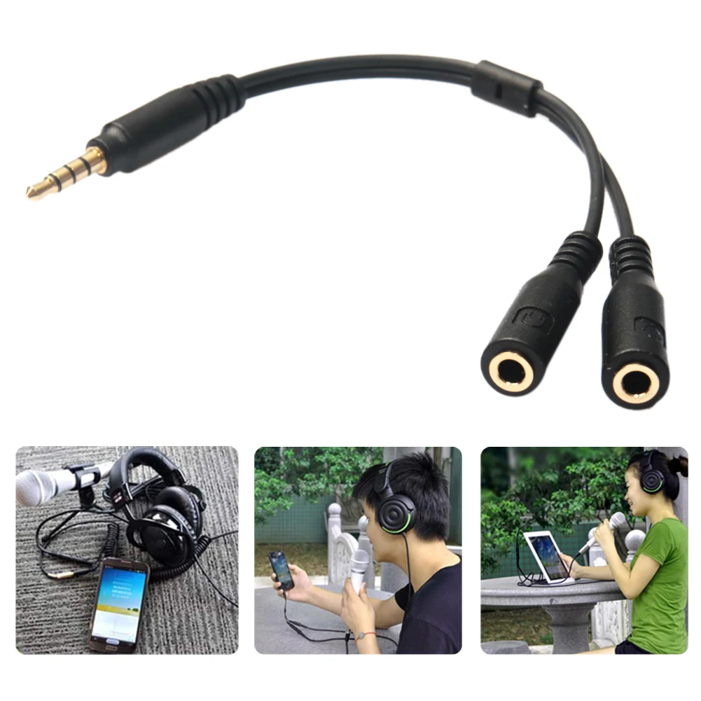 Female Converter Adapter Cable 3.5mmStereo Audio Male to 2 Headphone Mic Y Splitter for iPhone/Android | Электроника