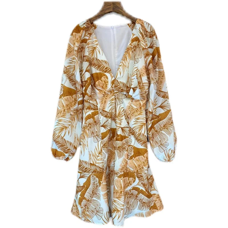 DEAT Women Yellow Patchwork Printing High Waist Dress New V-Neck Long Lantern Sleeve Slim Fit Fashion Tide Summer 2021 7E0126
DEAT Women Yellow Patchwork Printing High Waist Dress New V-Neck Long Lantern Sleeve Slim Fit Fashion Tide Summer 2021 7E0126