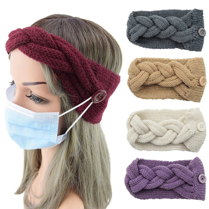 Button Elastic Knitting Wool Hairbands Dual-Use Headband Solid Color Twist Cross Warmer Headband Women Girls Hair Accessories
Button Elastic Knitting Wool Hairbands Dual-Use Headband Solid Color Twist Cross Warmer Headband Women Girls Hair Accessories