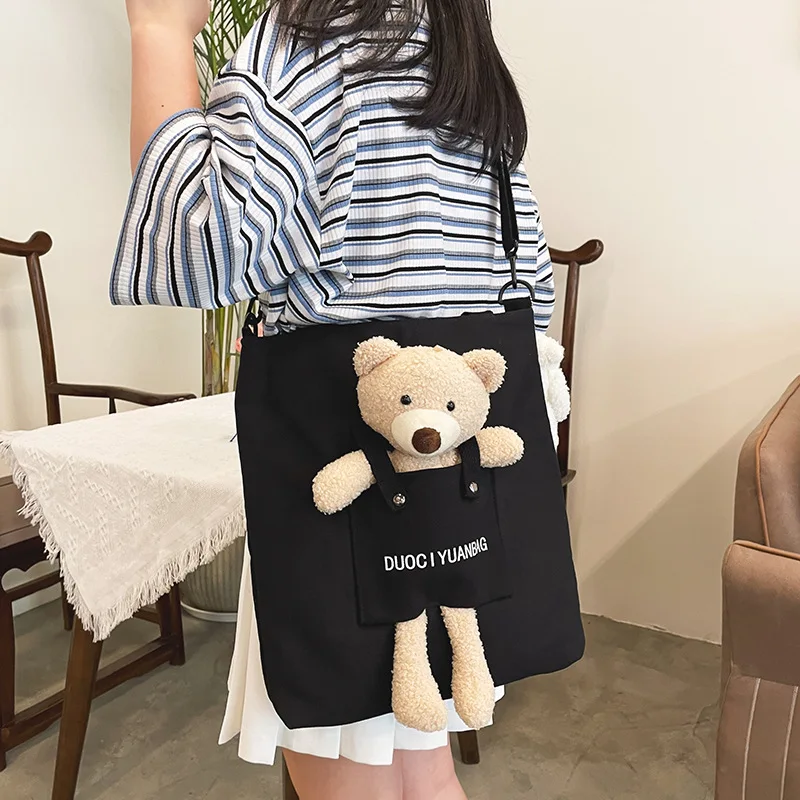 Handbag Canvas Bag Woman Casual Femele Shoulder Bags Quality Cute Bear Canvas Shoulder Bags Casual Large Size Travel Bags
Handbag Canvas Bag Woman Casual Femele Shoulder Bags Quality Cute Bear Canvas Shoulder Bags Casual Large Size Travel Bags