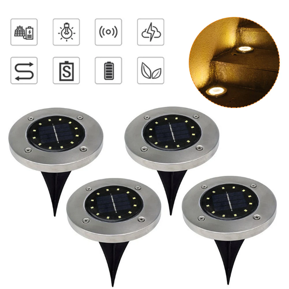 Solar Ground Light 12 LEDs Garden Disk Light IP65 Waterproof Outdoor In-Ground Light for Garden Lawn Yard Courtyard Lawn Path
Solar Ground Light 12 LEDs Garden Disk Light IP65 Waterproof Outdoor In-Ground Light for Garden Lawn Yard Courtyard Lawn Path
