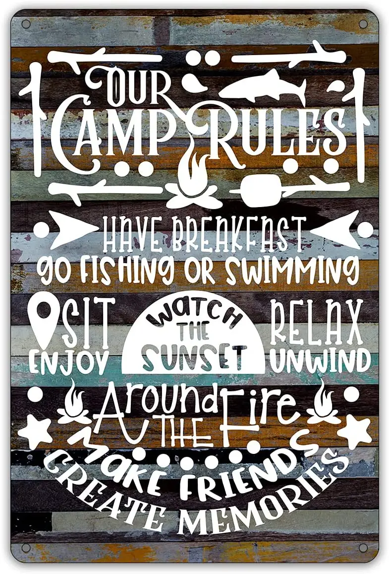 Забавный наш лагерь правила, металлический жестяной знак, Настенный декор, Сельский деревенский кемпинг, высказки для дома, кемпера, декор д...
Забавный наш лагерь правила, металлический жестяной знак, Настенный декор, Сельский деревенский кемпинг, высказки для дома, кемпера, декор д...