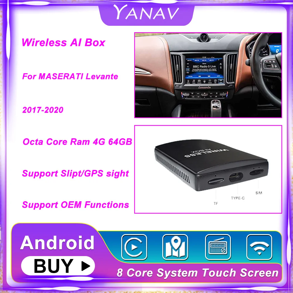 Carplay Wireless Ai Box Dual Bluetooth Android For MASERATI Levante 2017-2020 Auto Car Radio Multimedia Player Smart Box HDMI
Carplay Wireless Ai Box Dual Bluetooth Android For MASERATI Levante 2017-2020 Auto Car Radio Multimedia Player Smart Box HDMI