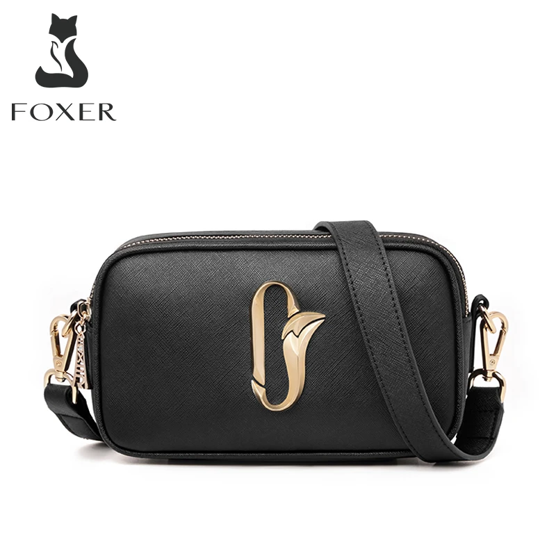 Дамские кожаные сумочки FOXER повседневные женские сумки через плечо из воловьей