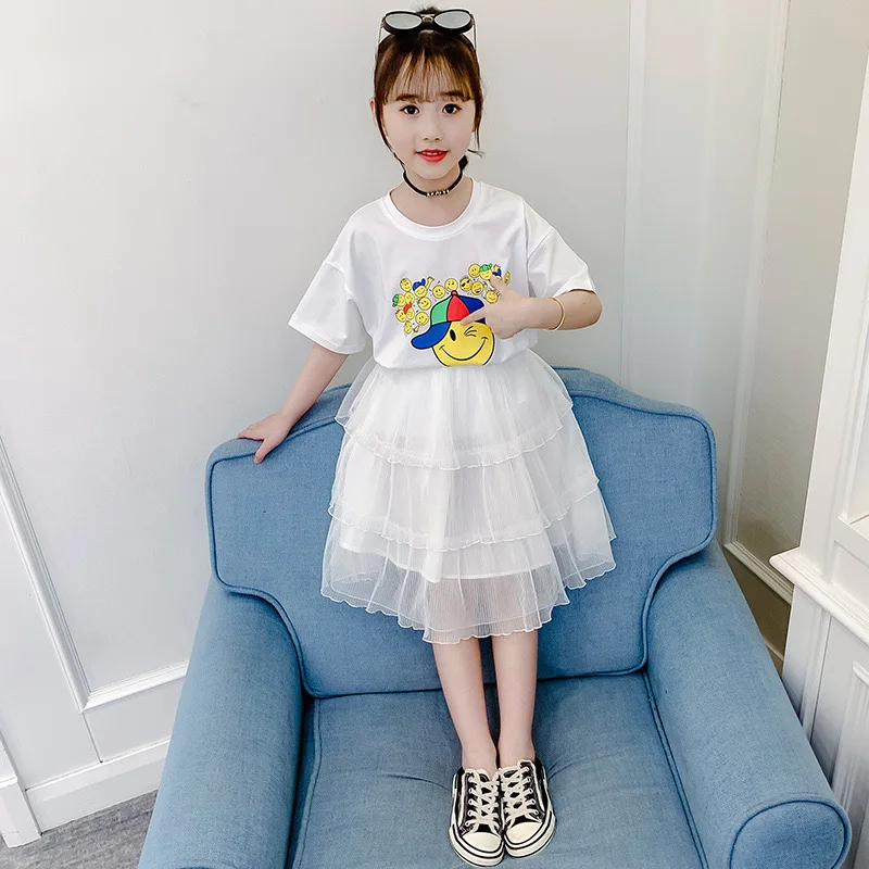 Children's Summer New Girl Casual Fashion Expression Pack Printed Short-sleeved T-shirt + Gauze Skirt Kid Two-piece Suit GT34
Children's Summer New Girl Casual Fashion Expression Pack Printed Short-sleeved T-shirt + Gauze Skirt Kid Two-piece Suit GT34