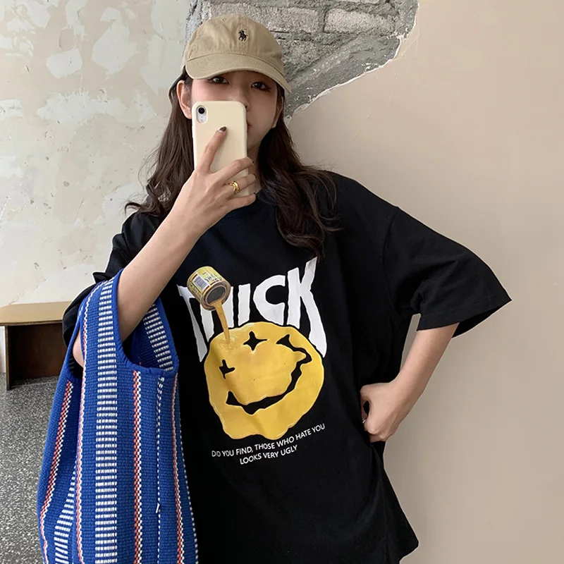 Summer College Style Hip-Hop Cartoon Print Korean Style Loose Oversize Women's Short-Sleeved t-Shirt Women
Summer College Style Hip-Hop Cartoon Print Korean Style Loose Oversize Women's Short-Sleeved t-Shirt Women