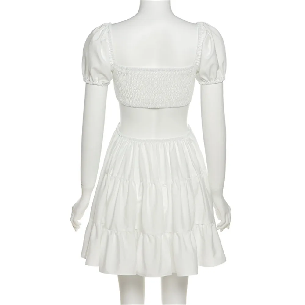 Women Hollow Backless White Dress Summer Puff Sleeve Slim Sexy Dresses Fashion Elegant Party Gown Sundress Female Clothing 2021
Women Hollow Backless White Dress Summer Puff Sleeve Slim Sexy Dresses Fashion Elegant Party Gown Sundress Female Clothing 2021