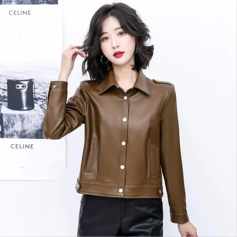 Women's Leather Jacket Spring 2023 New Leather Coat Women Clothing Short Slim Motorcycle Jackets Female Coats Black OAIRED
Women's Leather Jacket Spring 2023 New Leather Coat Women Clothing Short Slim Motorcycle Jackets Female Coats Black OAIRED