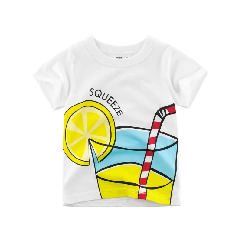 Boys T Shirt Girls Kids Children Tops Cotton Clothing Short Sleeves Summer Clothes Print Cartoon Tee White Yellow Orange Blue | Детская