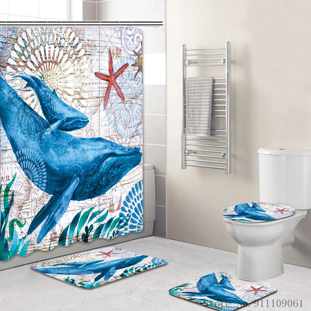 New Style Marine Animal 3D Printing Shower Curtain 4Pcs Waterproof Shower Curtain Polyester Fabric Shower Curtain Bathroom Rugs
New Style Marine Animal 3D Printing Shower Curtain 4Pcs Waterproof Shower Curtain Polyester Fabric Shower Curtain Bathroom Rugs