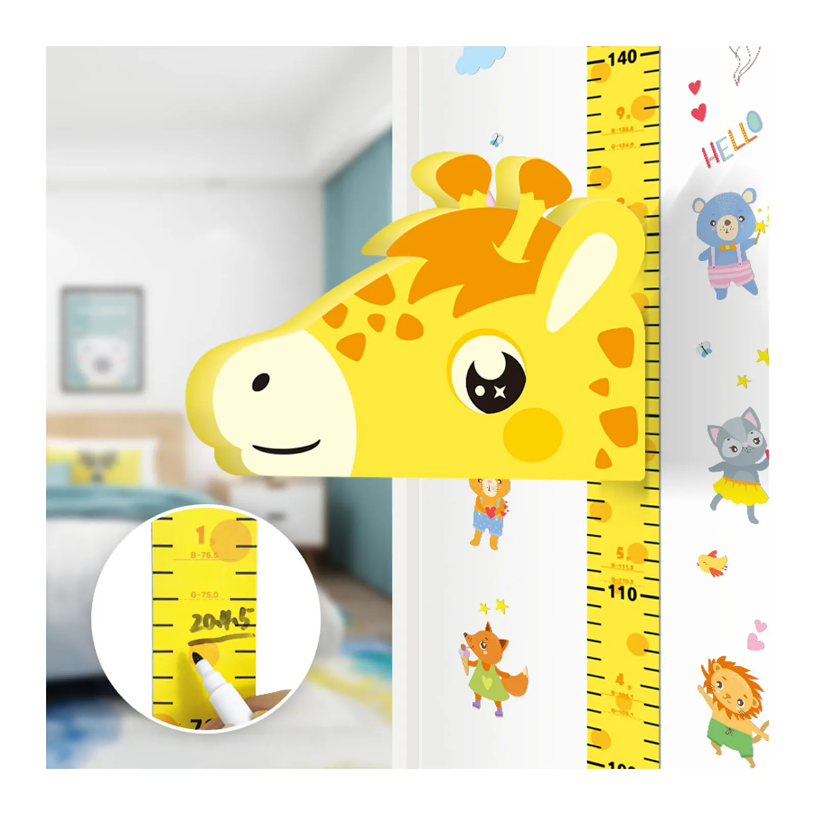 Hot 3D Movable Cartoon Children Height Ruler Wall Decoration with Animal Shape Movable Magnetic Sticker Household
Hot 3D Movable Cartoon Children Height Ruler Wall Decoration with Animal Shape Movable Magnetic Sticker Household