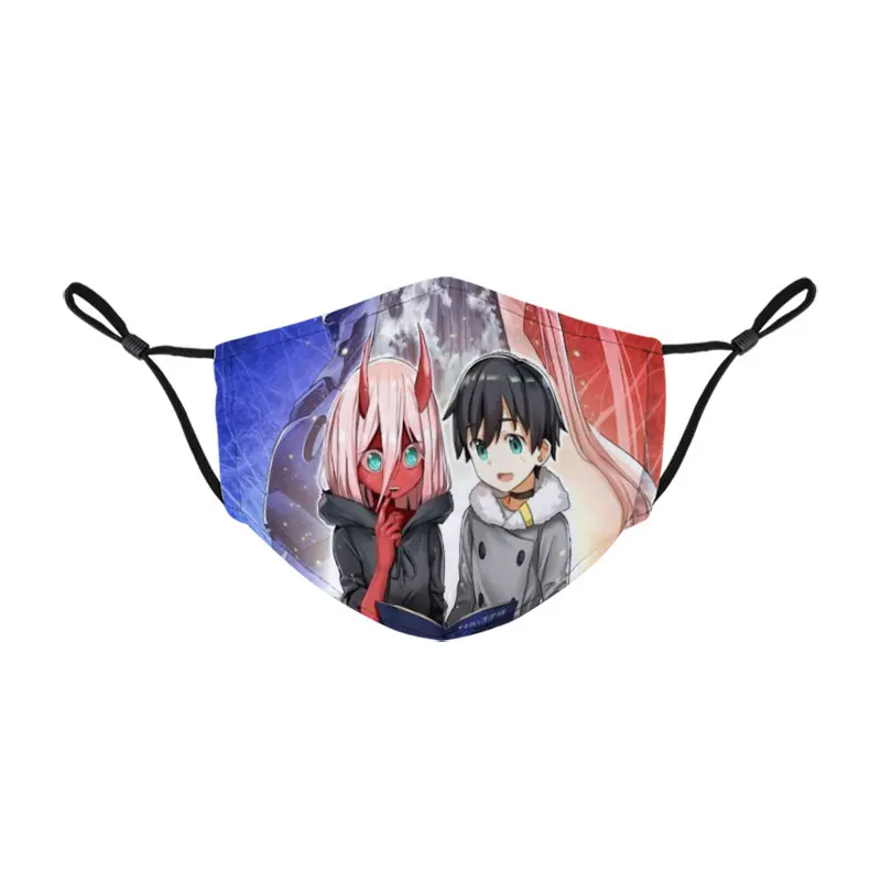 

Darling In The Franxx Masks Washable 02 Zero Two Printed Mouth Face Mask Anti Haze Dustproof Reusable With Pm 2.5 Filters Mask