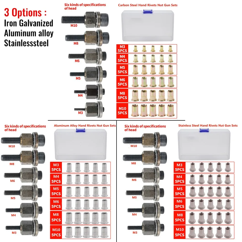 Hand Rivet Nut Kit Set For Rivet Nut Gun Riveting Riveter Tool Hand Rivet Simple Installation Riveter Tool M3 M4 M5 M6 M8 M10
Hand Rivet Nut Kit Set For Rivet Nut Gun Riveting Riveter Tool Hand Rivet Simple Installation Riveter Tool M3 M4 M5 M6 M8 M10