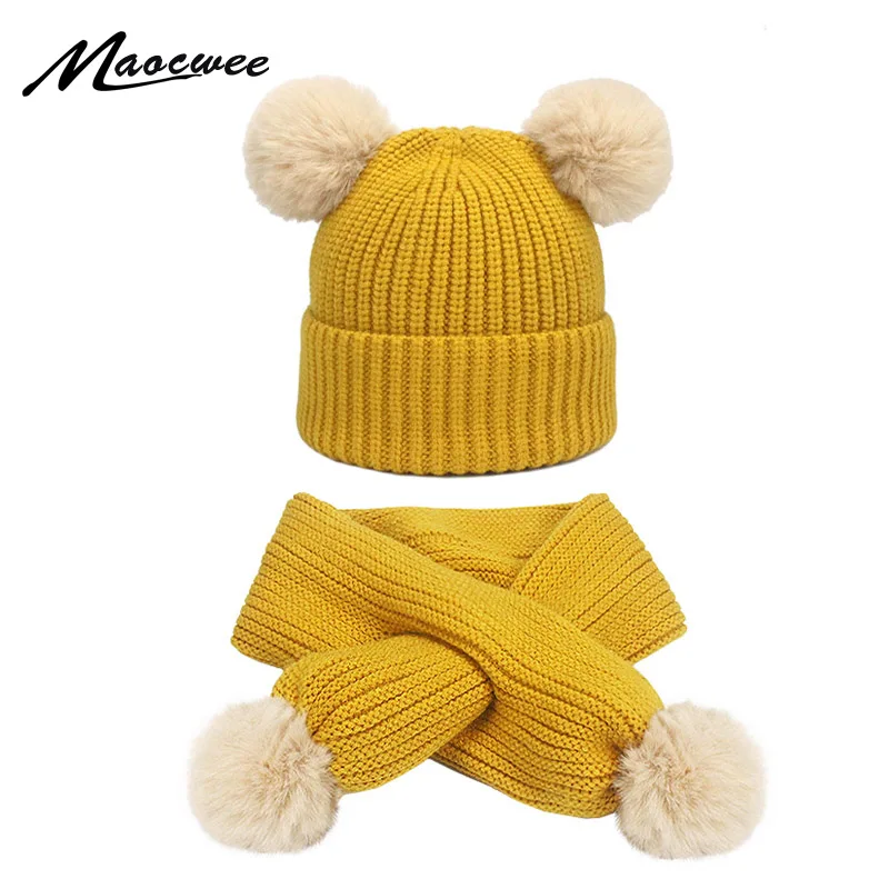 Cute Winter Warm Kids Baby Girl Boy Two Faux Fur Pompoms Hats Solid Knitted Pom Beanie Scarf Crochet Ball Cap Solid Children Hat
Cute Winter Warm Kids Baby Girl Boy Two Faux Fur Pompoms Hats Solid Knitted Pom Beanie Scarf Crochet Ball Cap Solid Children Hat