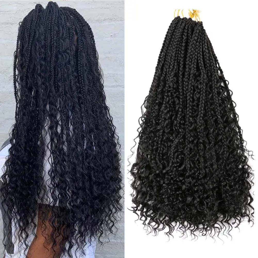 DAIRESS 22 "Река крючком коробка косички с кудрями Бохо 12 прядей богиня наращивание