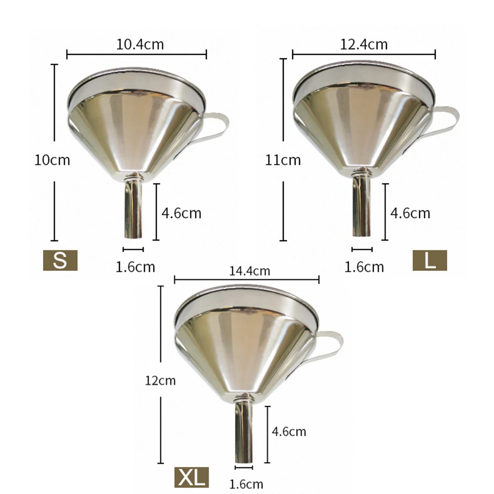 

XL Stainless Steel Cone Funnel Pour Oil Wine Liquid Hopper Kitchen Home Tool 11/13/15cm Kitchen Tools & Gadgets Durable Funnel